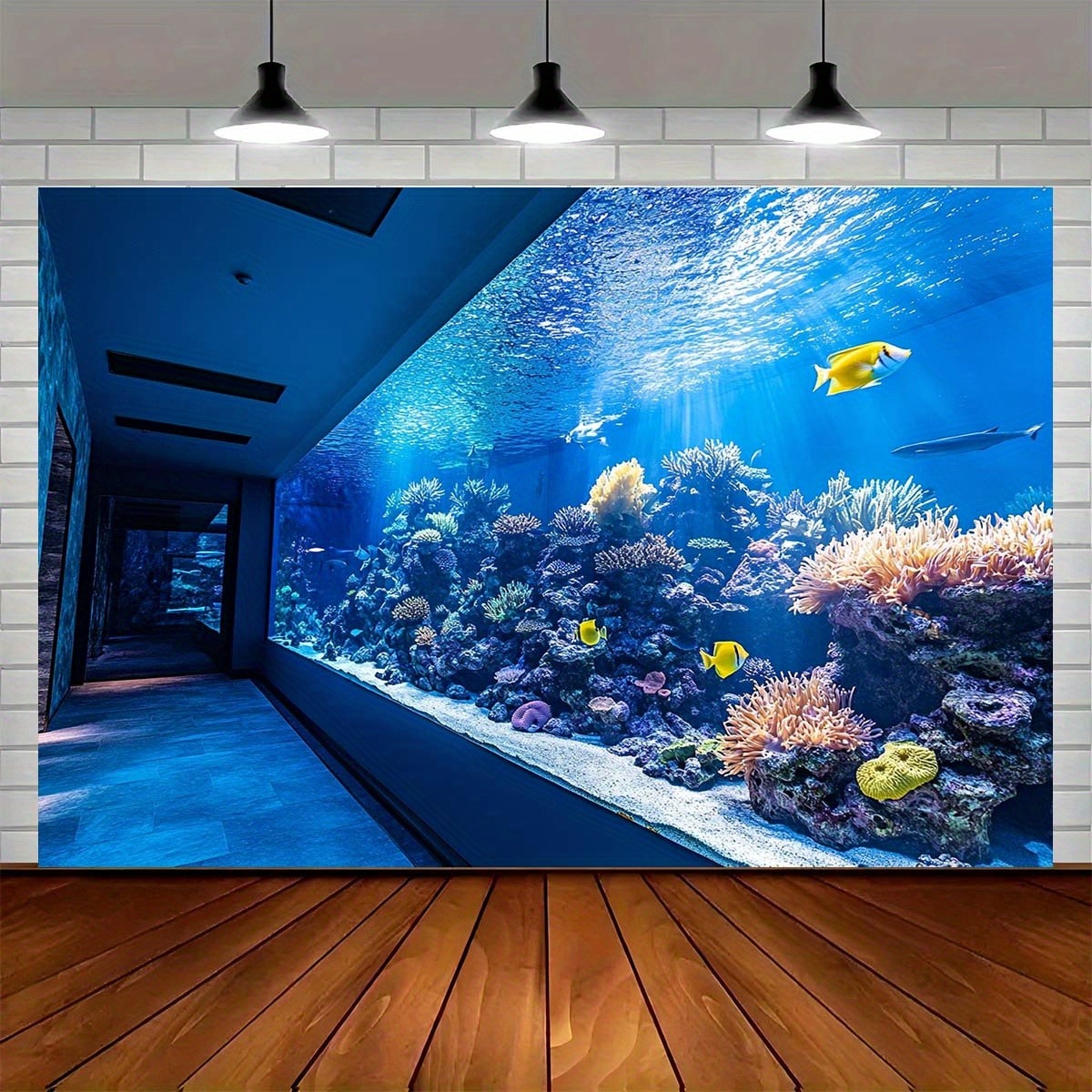 Reef Aquarium - 鮮やかな水中水族館タペストリー サンゴ礁 カラフルな魚の壁掛けアート装飾 ホームルームパーティーデコレーション用