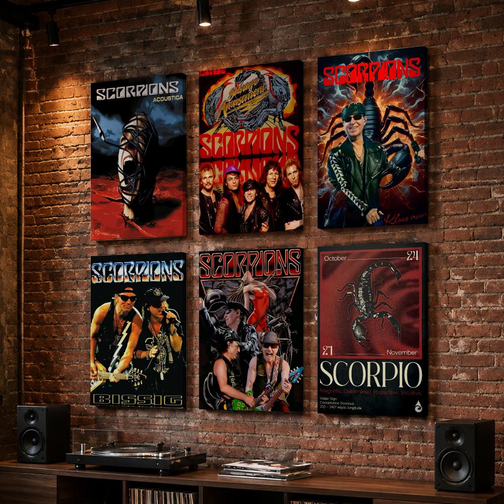 Live Rock - S-Scorpionsのヴィンテージロック音楽をテーマにした、木製のキャンバスに描かれた壁掛け絵画。リビング、寝室、廊下、オフィス、家庭のインテリアとして、また贈り物としても最適。