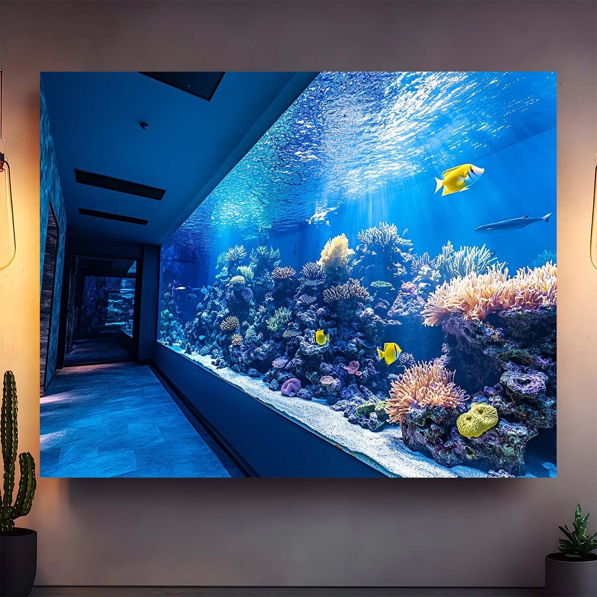 鮮やかな水中水族館タペストリー サンゴ礁 カラフルな魚の壁掛 - Reef Aquarium のレビューと価格