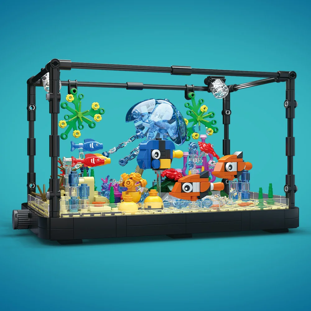 ライト付き水槽ビルディングブロックセット、水槽、海洋カメ、1 - Aquarium Marine Lights のレビューと価格