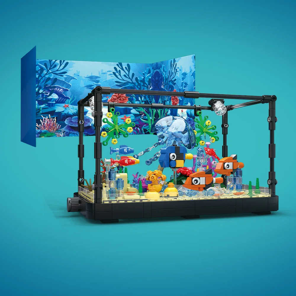 ライト付き水槽ビルディングブロックセット、水槽、海洋カメ、1 - Aquarium Marine Lights のレビューと価格
