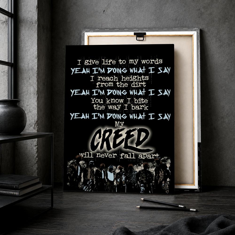 ヴィンテージ風のロックスター、C-Creedバンドの絵画。木 - Live Rock のレビューと価格